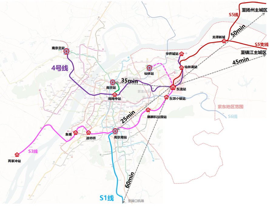 南京地铁s3号线连接江南与江北,串联起南京南站