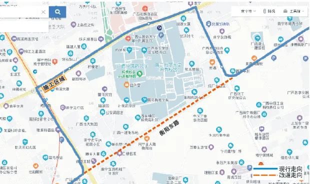 11月7日起南宁B44路等7条线路改道行驶