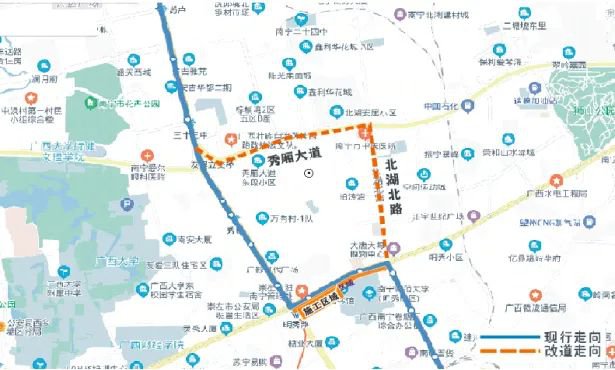 11月7日起南宁B44路等7条线路改道行驶