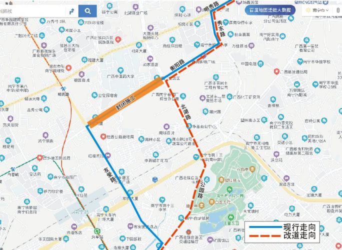 4月18日起南宁临时调整22路等8条公交线路走向