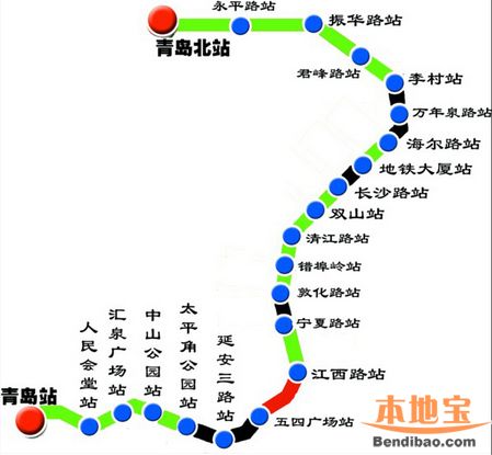 青岛地铁3号线全线线路图