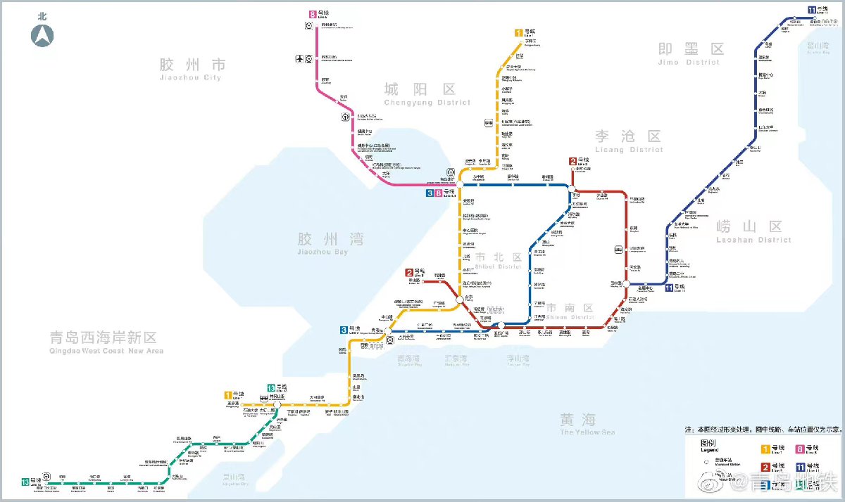 青岛地铁1号线线路图