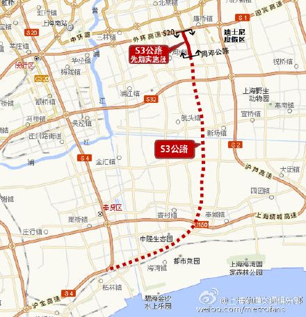 上海S3公路先期段即将开通 去迪士尼不再怕堵