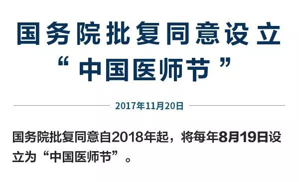 国务院:2018年起 每年8月19日为中国医师节