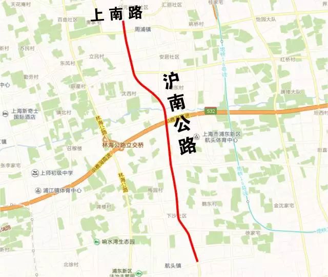 沪南公路(上南路-闸航公路)计划大修 将建8座跨河桥梁