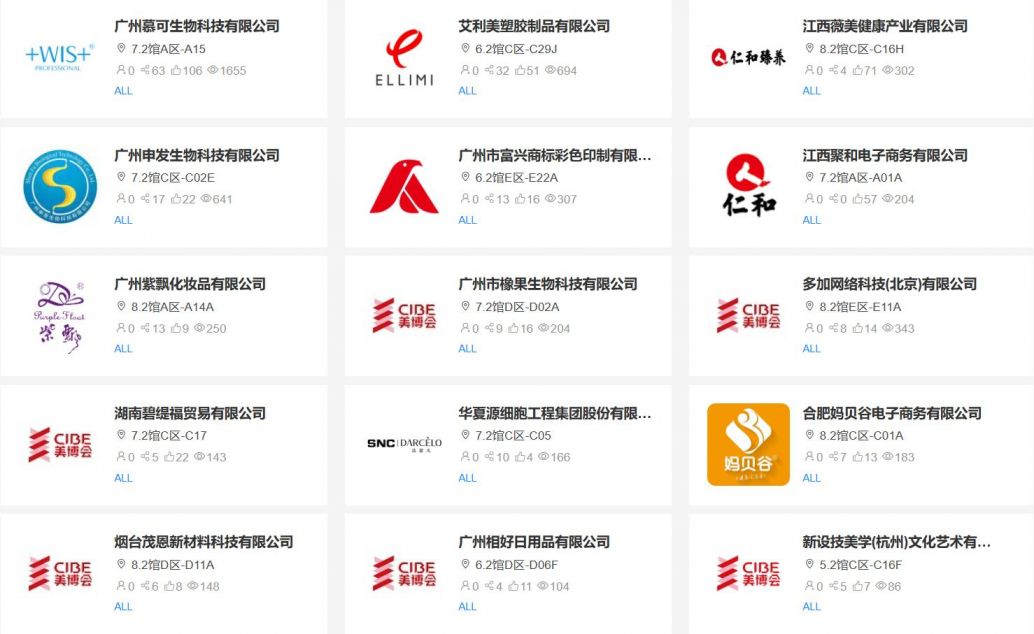 2020上海美博会参展商名录