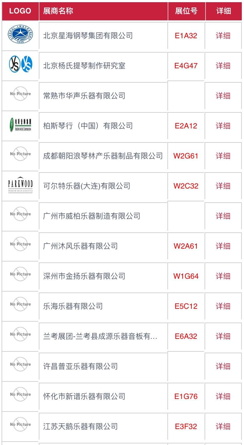 2020上海乐器展参展商名录 