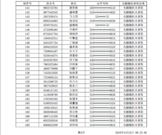 2020上海闵行区民办一贯制学校直升摇号结果公布