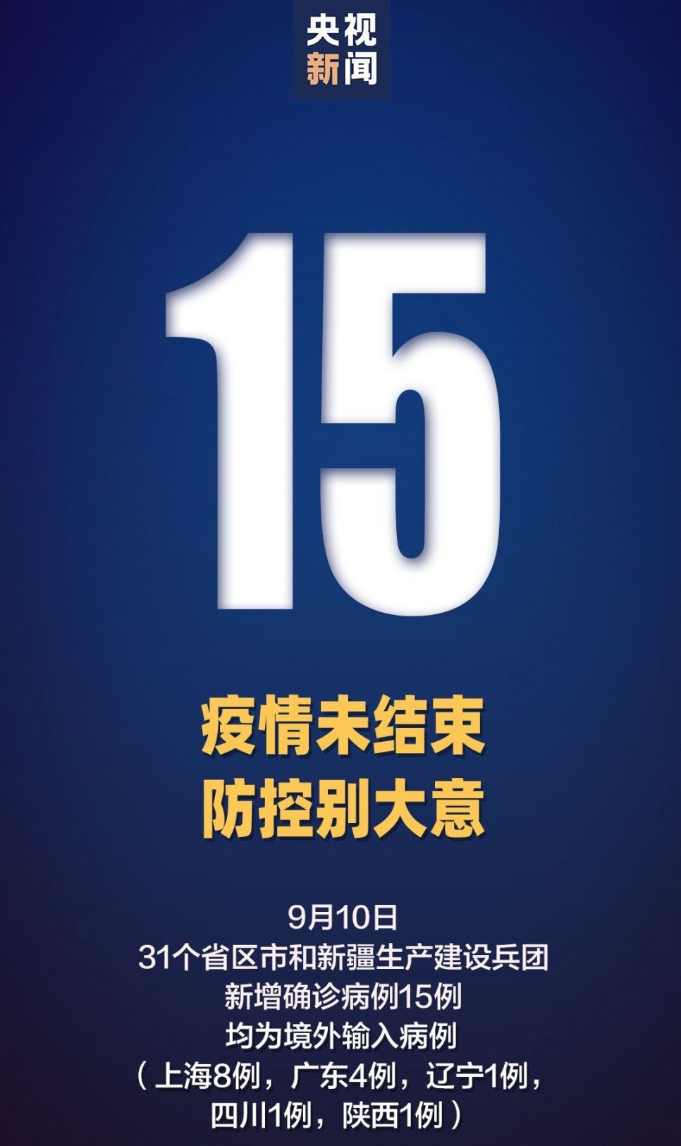 9月10日31省区市新增境外输入15例