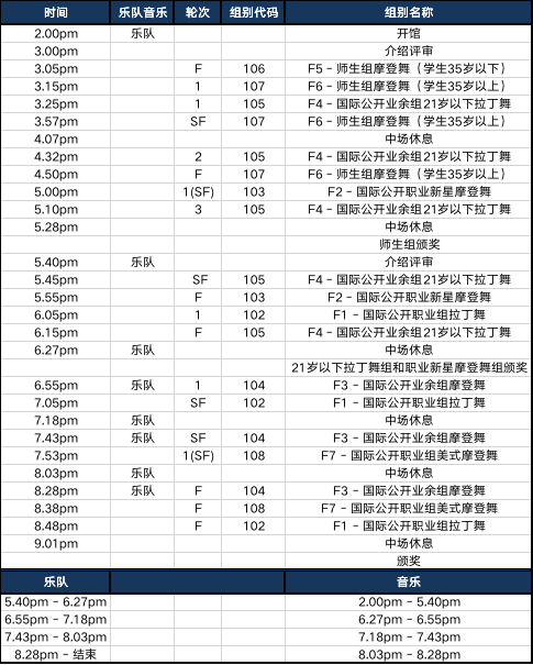2019上海黑池舞蹈节比赛日程表信息一览