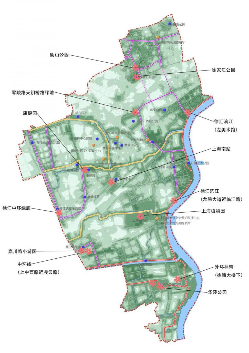 2021年上海徐汇赏樱地图