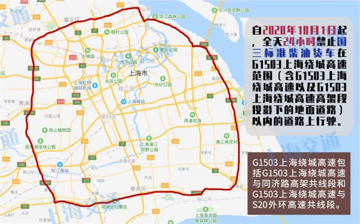 上海市国三车限行范围公布 这些路段将禁行