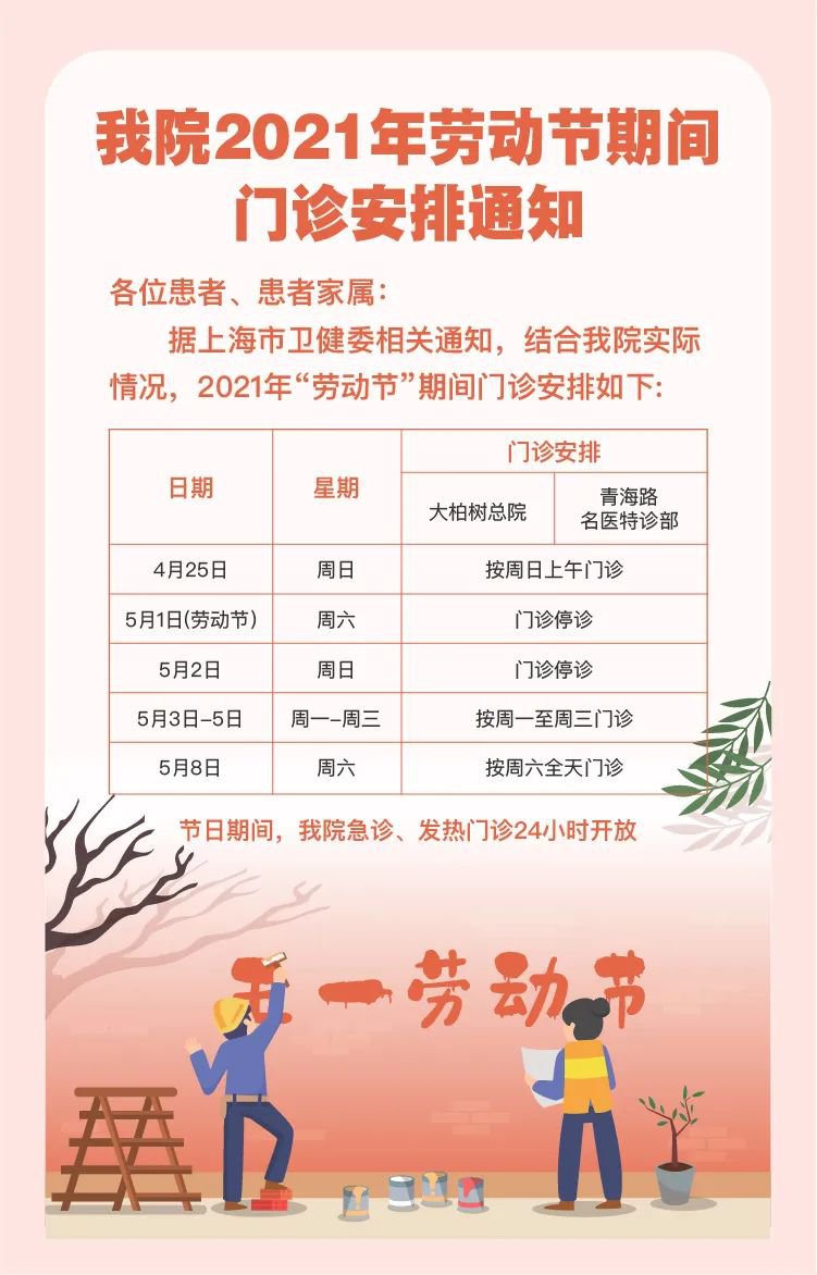 2021上海市三级医院五一门急诊放假安排