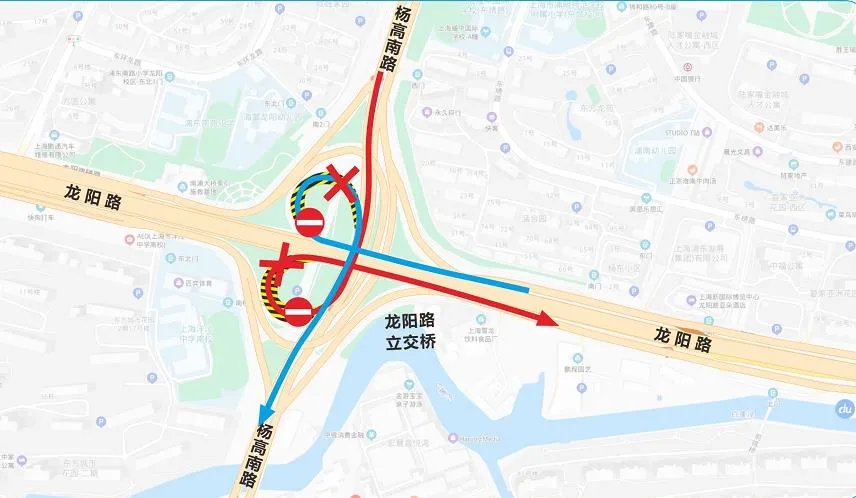 封闭杨高南路北向东至内环高架,龙阳路方向匝道,封闭龙阳路东向南至杨