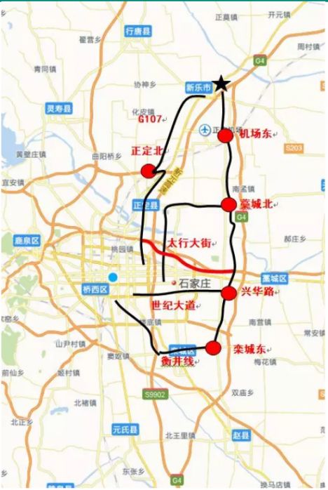 石家庄新元高速施工客车绕行路线图