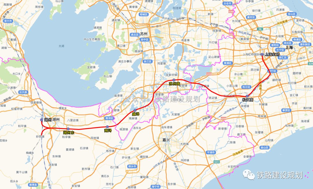 沪 苏湖高铁线路平面示意图▼