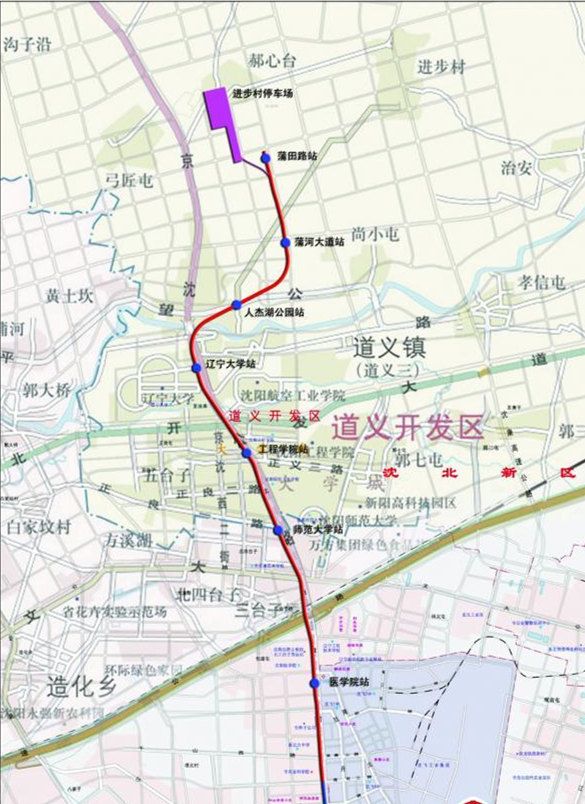 沈阳地铁2号线北延长线线路图