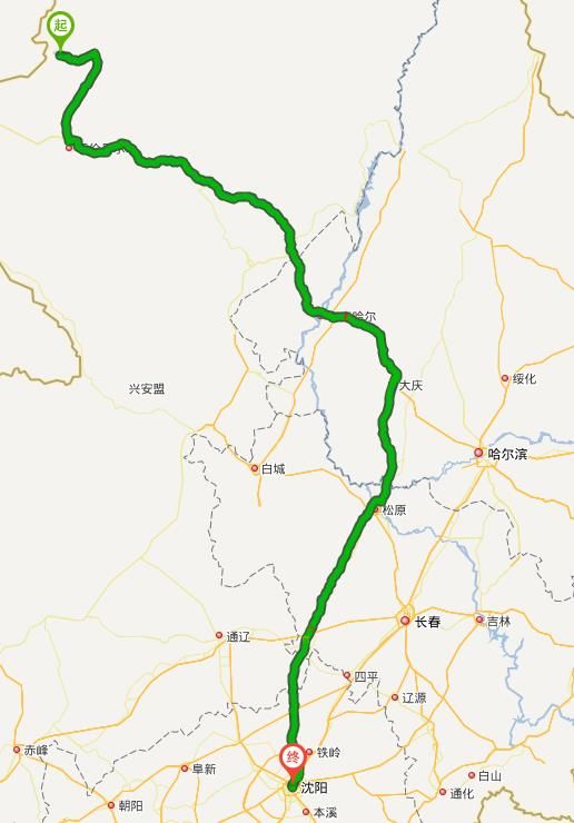 9公里.   路线:黑山头镇—绥满高速公路-大广高速公路-沈阳