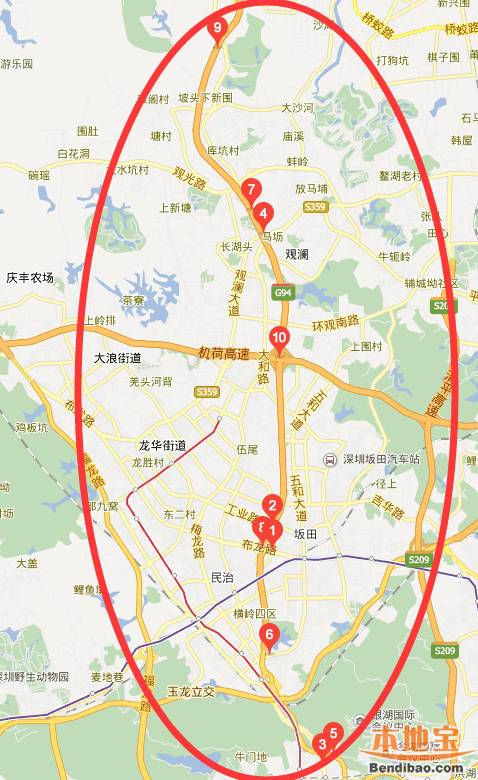 深圳梅观高速交通指南(限速+出入口+地图)