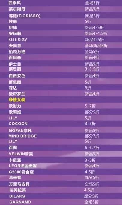 2016太阳百货周年庆品牌折扣汇总