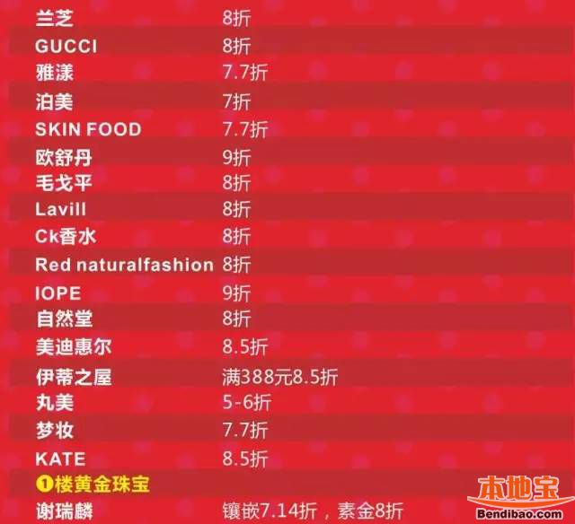 2016太阳百货周年庆优惠活动汇总(时间+地址+打折)