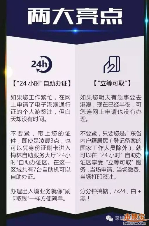 大鹏出入境24小时自助办证区启用 办理签证跟