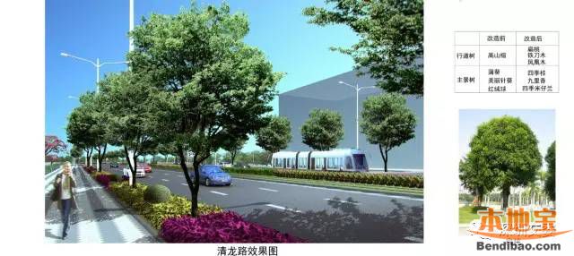 龙华有轨电车示范线工程进展+运营线路+绿化设计