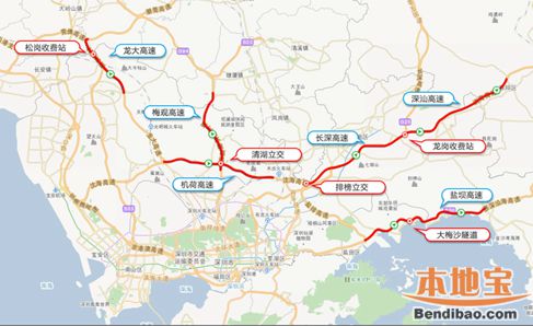 深圳2017元旦市内外拥堵高速路段及时间 附绕行线路图