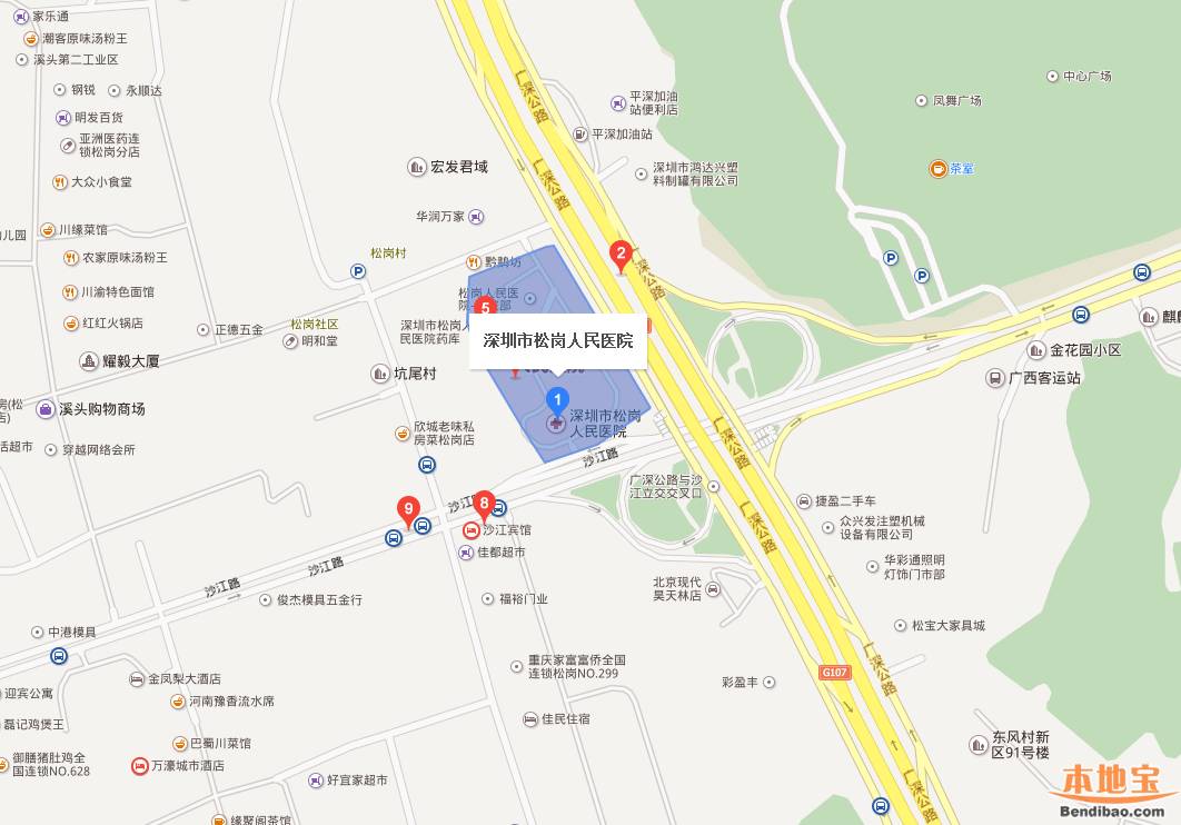 深圳松岗人民医院有哪些公交经过（地址+交通）