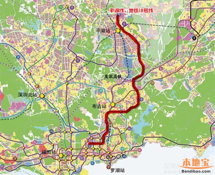 深圳地铁18号线最新线路图 向北可到东莞