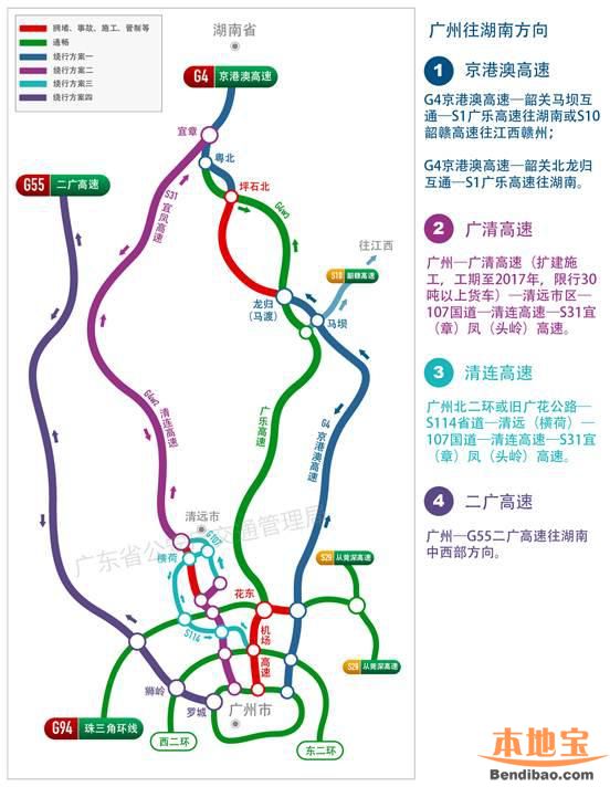 广东2017春运出行指引 九幅绕行图避开高速堵点