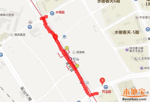 龙华区腾龙路部分路段继续封闭 地铁6号线红山站施工需要