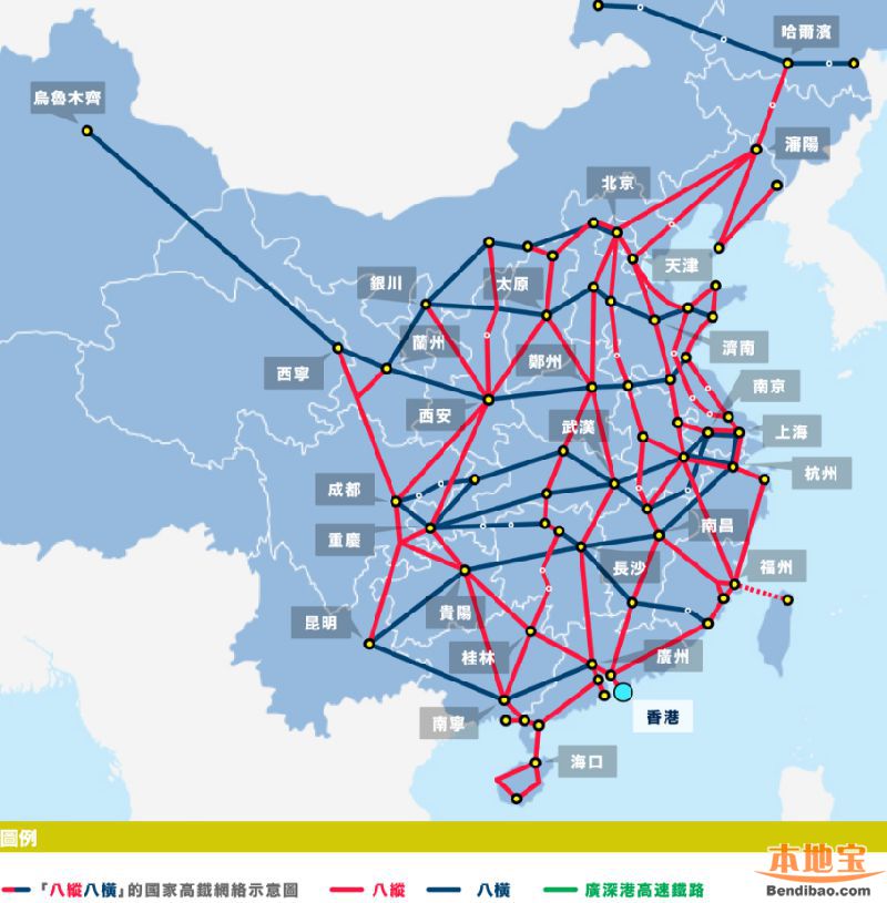 香港-内地高铁接轨线网图一览(高清大图)