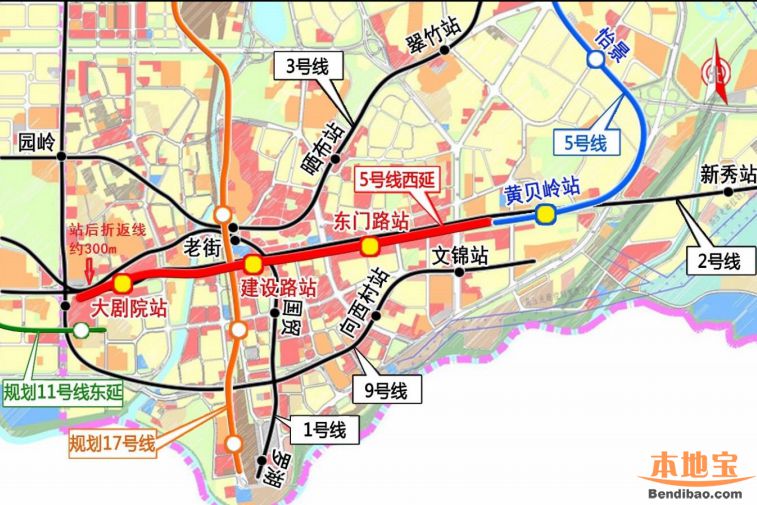 深圳地铁5号线西延段最新线路规划图(官方)图片