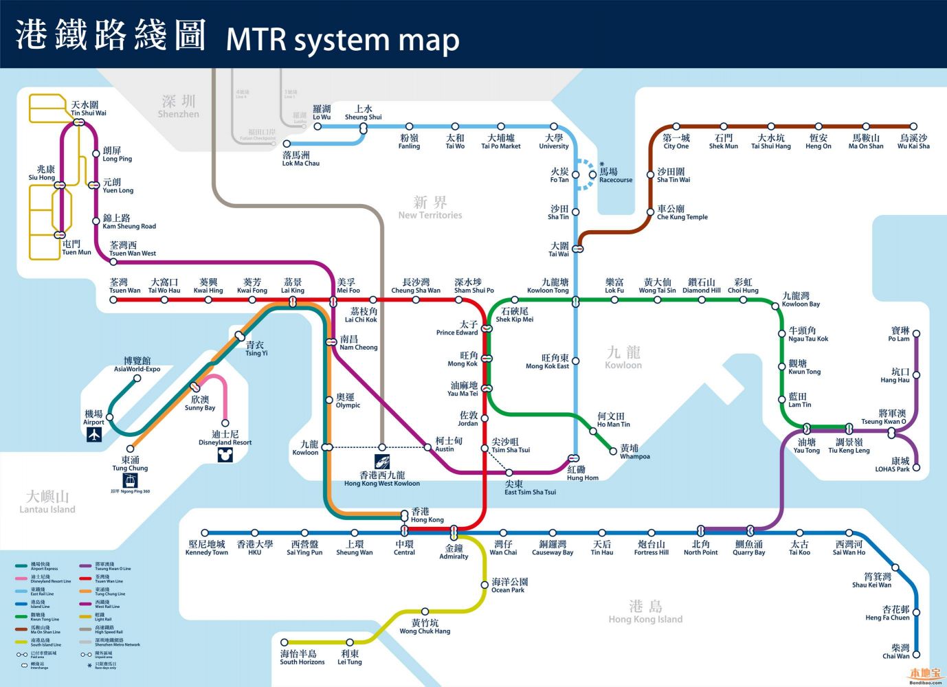 香港地铁线路图及价格