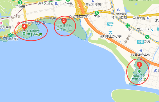深圳红树林生态公园和红树林海滨生态公园是一个地方吗