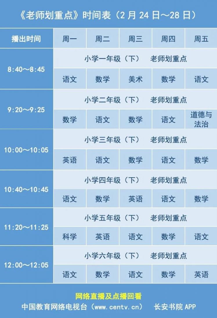 中国教育电视台《同上一堂课•老师划重点》播出时间表