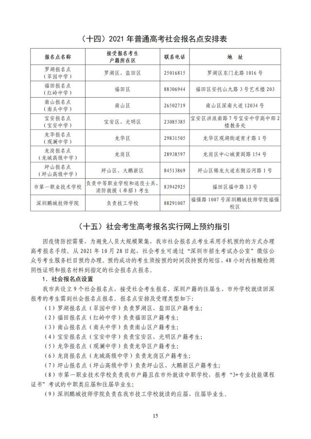 深圳市2022年高考报名手册（官方版）