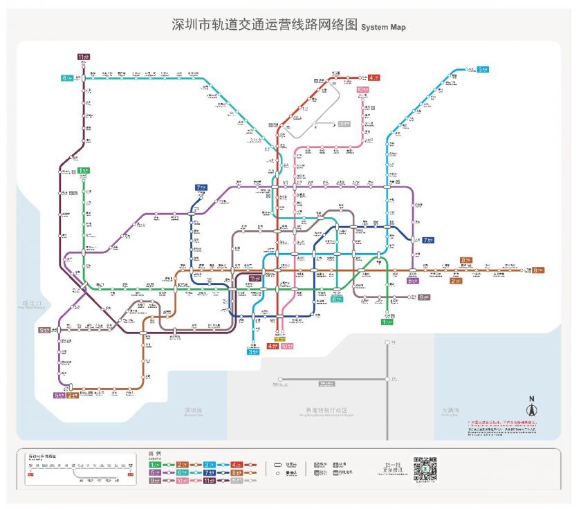 深圳已经开通地铁线路图高清图