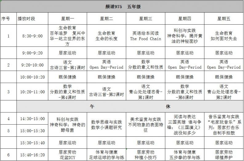 粤课堂第九周课程表一览表 周日要上课 初三高三有变化