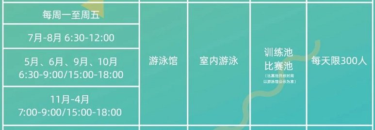 深圳大运中心游泳馆免费开放时间安排