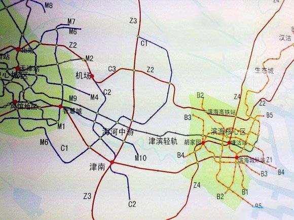 天津地铁z2线简介  线路走向: 起于天津滨海