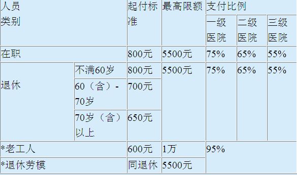 天津城镇职工基本医疗保险待遇标准
