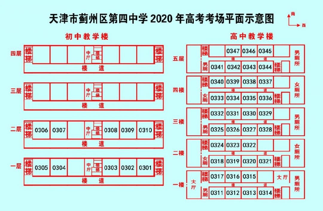 2020年天津高考蓟州区考点考场分布图