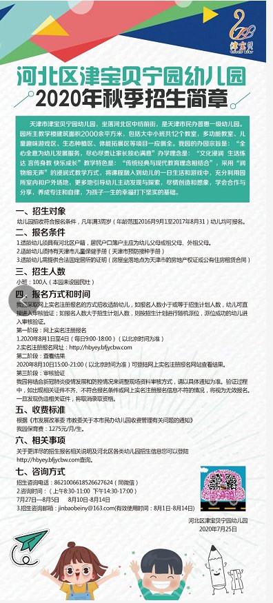 2020年天津市河北区普惠性民办幼儿园招生简章汇总