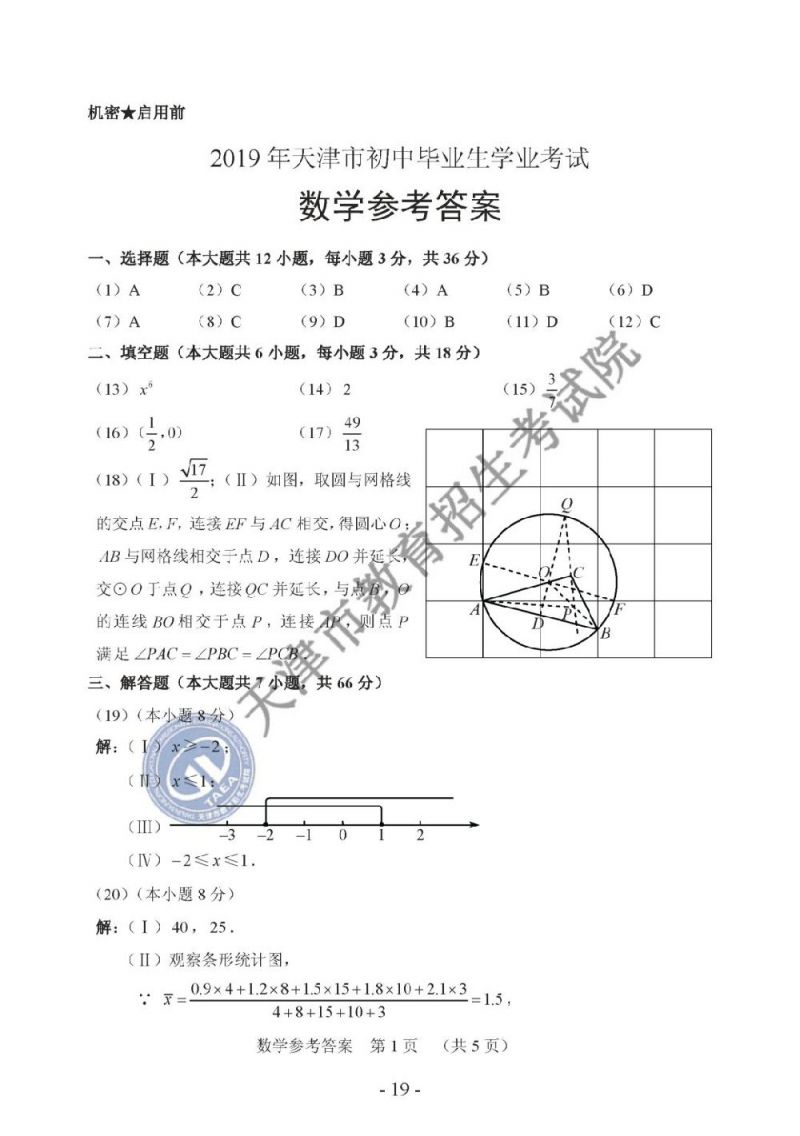 2019天津中考语文答案
