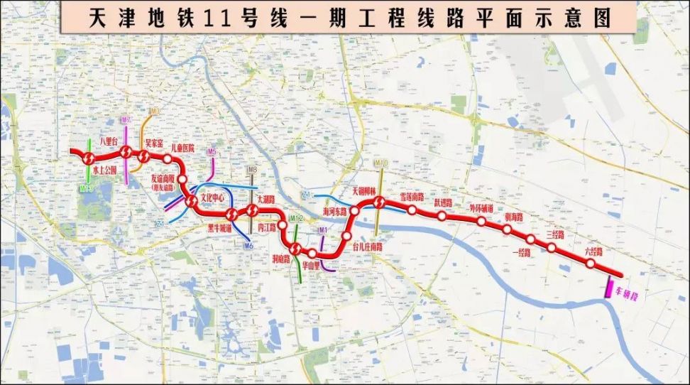 天津地铁11号线车站线路走向换乘站点