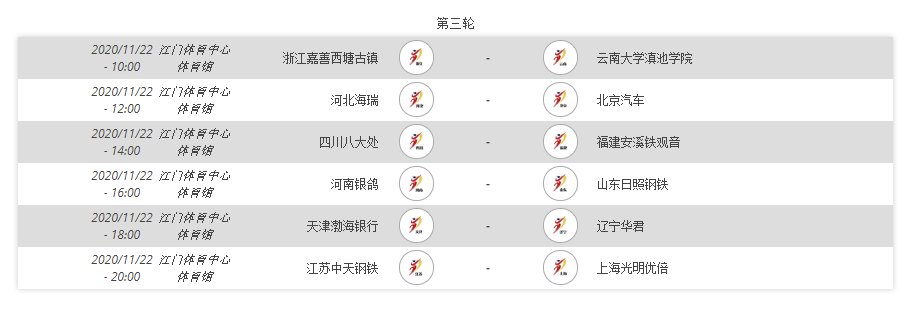 2020-2021中国女排超级联赛第二阶段比赛赛程表