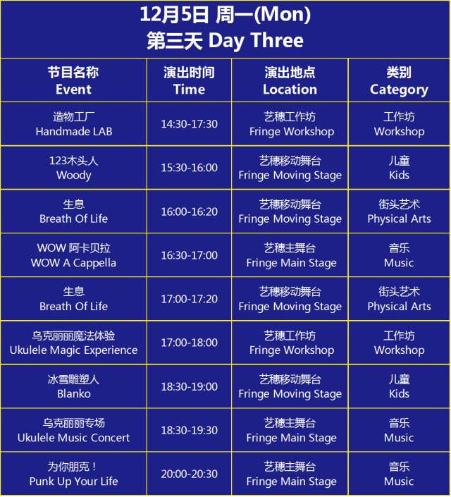 2016深圳湾艺穗节活动时间表一览