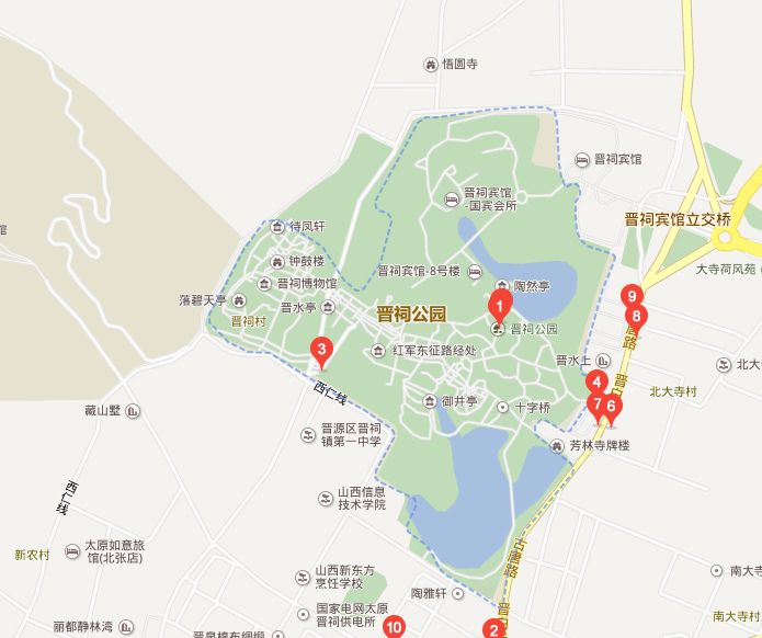 晋祠公园地图图片